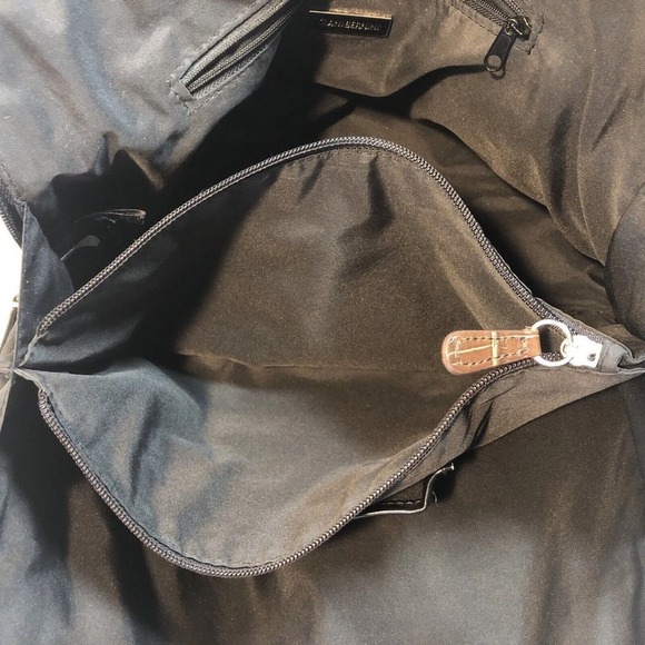 Giani Bernini Brown Croc Embossed Black Faux Leather Satchel Handbag Purse - Picture 7 of 8